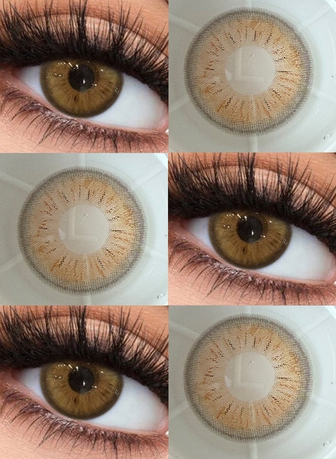 Catchu Look Colored 14.2mm Brown Contact Lenses Natural 1 Pair Yearly Lenses - Image 1